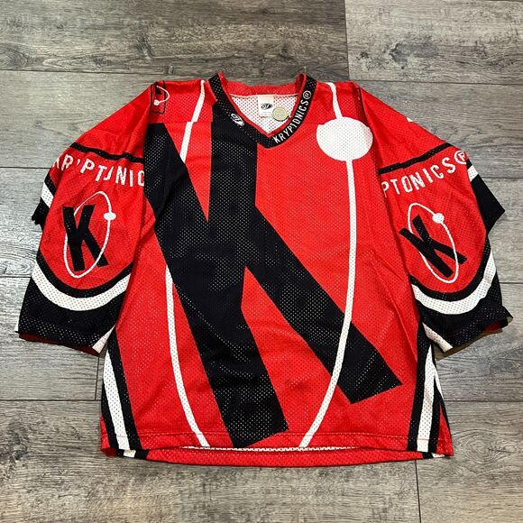 RARE! Vintage 90s OT Sports Kryptonics AOP Hockey Jersey Made In USA Men's Large - Picture 1 of 8